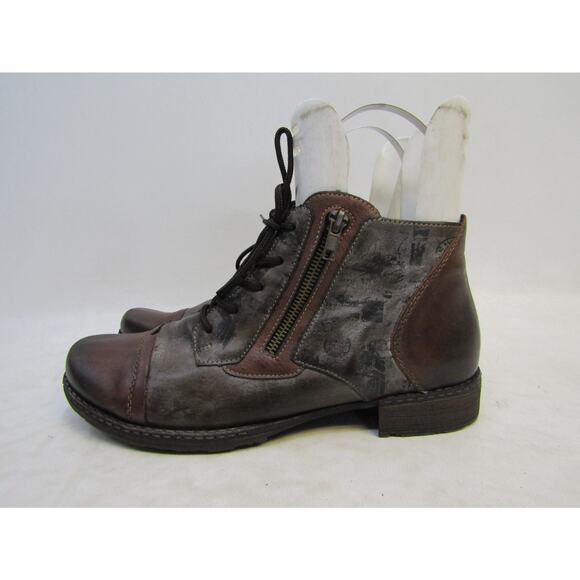 Remonte Womens Size 40 EUR Brown Leather Zip Lace Up Ankle Fashion Boots - Picture 1 of 11